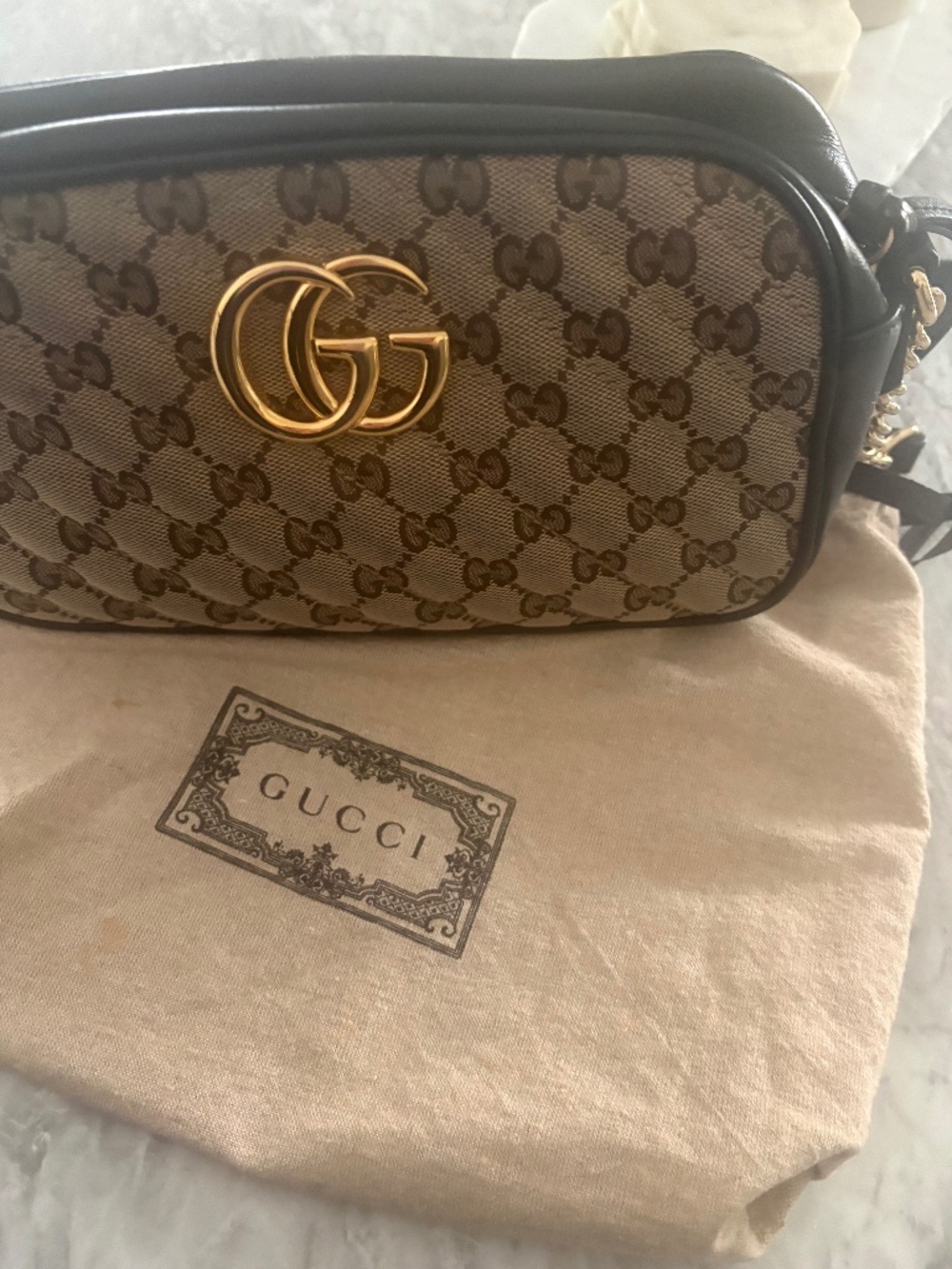 Authentic Gucci GG Marmont Canvas Crossbody Bag